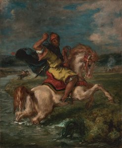 Cavalier marocain traversant un gué, c.1850