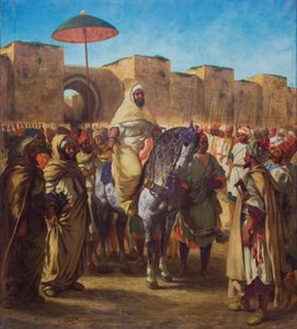 Moulay Abd-er-Rahman, sultan du Maroc, quittant son palais de Meknès entouré de sa garde et de ses principaux officiers, 1845 (huile sur toile) - Ferdinand Victor Eugene Delacroix