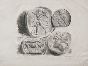 Feuille de Quatre Médailles Antiques, 1825