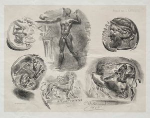 Feuille avec six médailles antiques, 1825 - Ferdinand Victor Eugene Delacroix