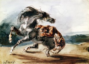 Tigre attaquant un cheval sauvage