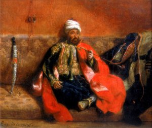 Turc assis fumant sur un canapé, 19ème siècle