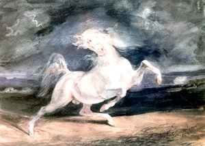 Cheval blanc, XIXe siècle - Ferdinand Victor Eugene Delacroix