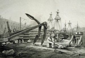 Ancres au chantier naval, par Ferdinand Perrot, lithographie - Ferdinand Victor Perrot