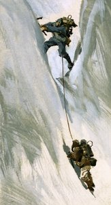 Hillary a coincé son corps dans une fissure étroite et s
