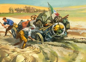 Course automobile de 10 000 miles (gouache sur papier)