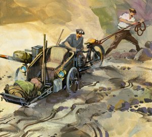 Course automobile de 10 000 miles (gouache sur papier)