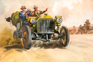 Course automobile de 10 000 miles (gouache sur papier)