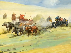 Course automobile de 10 000 miles (gouache sur papier)