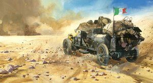 Course automobile de 10 000 miles (gouache sur papier)