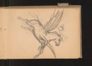 Pegasus mit Reiter im Flug; verso: zusammen mit Karte 18 Notizen zu Farbpreisen - Ferdynand Ruszczyc