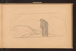Recto: Der Tod des Pegasus; Verso: Skizzen von gekreuzten Ähren, Entwurf für die Dekoration der Ausgabe "Żurawce" Wl. 1910 - Ferdynand Ruszczyc