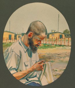 Le professeur Schlosser étend son linge à Gustrow - Fernand Barbier