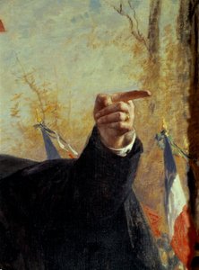 Main. Détail du portrait de Paul Déroulède (1846-1914), militant nationaliste français, pointant du doigt. Peinture de Fernand Cormon (1845-1924)