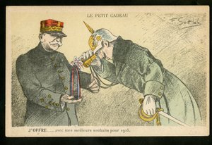Carte postale, Satirique en Couleurs, vers 1914_12 : Un petit cadeau que j