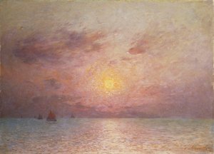 Voiliers sur la mer, le soir