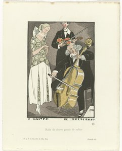 Gazette du Bon Ton, 1920 - No. 9, Pl. 66: O Maitre el Relicario / Robe de dîners garnie de ruban