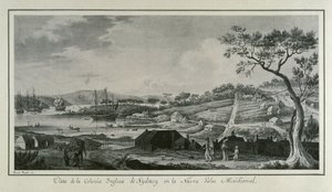 MALASPINA, Alejandro (1754-1809). Navigateur et explorateur italo-espagnol.; BRAMBILA, Fernando (1763-1834). Peintre. Australie (18e siècle). Colonie anglaise de Nouvelle-Galles du Sud. Dessin de Fernando Brambila illustrant l