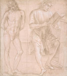 Jeune homme debout avec les mains derrière le dos, et un jeune homme assis lisant (recto) - Filippino Lippi