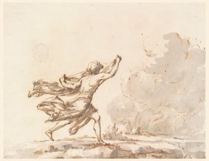 Un jeune homme courant vers un feu