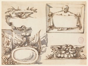 Un écusson, un trophée, une étiquette, un motif décoratif pour une frise