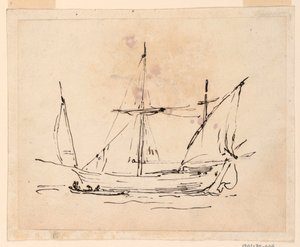 Dessin, un bateau à voile, 1770-1800
