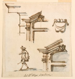 Dessin, détails architecturaux et étude de figures, 1760-75 - Filippo Marchionni