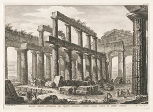 Autre vue intérieure du temple hexastyle hypèthral du côté sud, des Antiquités de Paestum