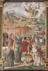 Le Saint apparaissant au bienheureux Luca Belludi prédisant la libération de Padoue, École du Saint - Filippo da Verona