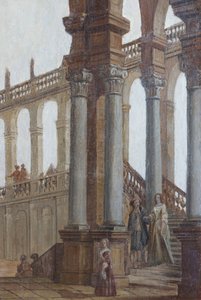 Peinture architecturale, volets de fenêtres du salon, appartement de la Reine, Résidence de chasse, par Filippo Juvarra, Stupinigi, Piémont, Italie