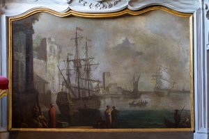 Peinture de paysage marin, écran de cheminée, résidence de chasse