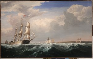 Navires à voile au large de la côte de la Nouvelle-Angleterre, vers 1855