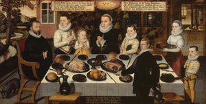 Une famille protestante pendant le dîner - Flemish School