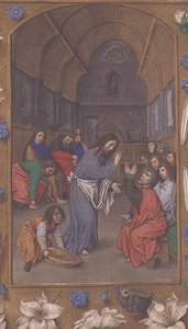 Christ lavant les pieds des disciples, des Heures Hastings, c.1475-83