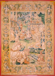 Tapisserie flamande. Série Le Livre de Judith. Retour à Béthulie. Huitième tapisserie de la série. Manufacture Pays-Bas, Bruxelles(?). Seconde moitié du XVIe siècle. Tissu Laine. Localisation Église Saint-Nicolas de Bari (musée)