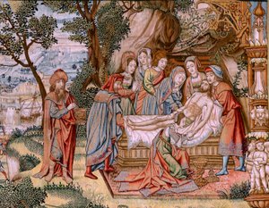 Tapisserie Flamande. Série La Passion du Christ. La Descente de Croix. Deuxième série de tapisseries de la Passion du Christ appartenant au Patrimonio Nacional. Modèle Dessinateurs du cercle de Jan van Roome. Manufacture Pieter va - Flemish School