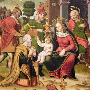 Sainte famille et trois rois mages