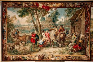Palais (Schlossanlage Schleißheim). Tapisserie flamande. Atelier de Bruxelles Judocus De Vos. Design Lambert De Hondt. Pillage. 400x595cm. Laine et soie. Vers 1715 - 1724 - Flemish School