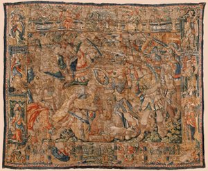 Musée paroissial des tapisseries (Museo Parroquial de Tapices de Pastrana). Tapisserie flamande. Combat entre Alexandre et Darius à Ipsos. Bruxelles. Laine et soie. 16ème siècle. 510x419cm.