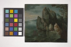 Paysage marin avec une haute falaise - Flemish School