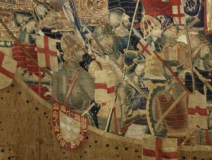Tapisserie montrant les conquêtes du roi Alphonse V de Portugal, Tournai. (détail)