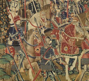 Tapisserie montrant les conquêtes du roi Alphonse V du Portugal, Tournai (détail)