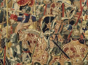 Tapisserie montrant les conquêtes du roi Alphonse V de Portugal, Tournai. Détail.