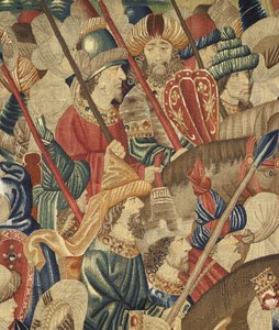 Tapisserie montrant les conquêtes du roi Alphonse V de Portugal, Tournai. Détail.