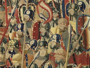 Tapisserie montrant les conquêtes du roi Alphonse V du Portugal, Tournai (détail)
