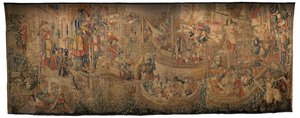 Tapisserie montrant les conquêtes du roi Alphonse V du Portugal (Conquistas de Alfonso V de Portugal), Tournai. (détail)
