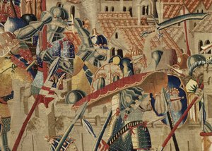 Tapisserie montrant les conquêtes du roi Alphonse V du Portugal (Conquistas de Alfonso V de Portugal), Tournai. (détail)