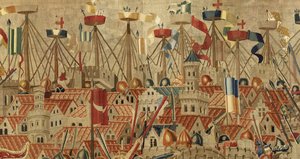 Tapisserie montrant les conquêtes du roi Alphonse V du Portugal - Flemish School