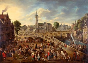 Vue de la ville de la place principale à Lier, ca 1620-1625