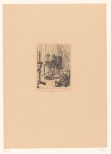 Vieil homme lisant dans un bureau